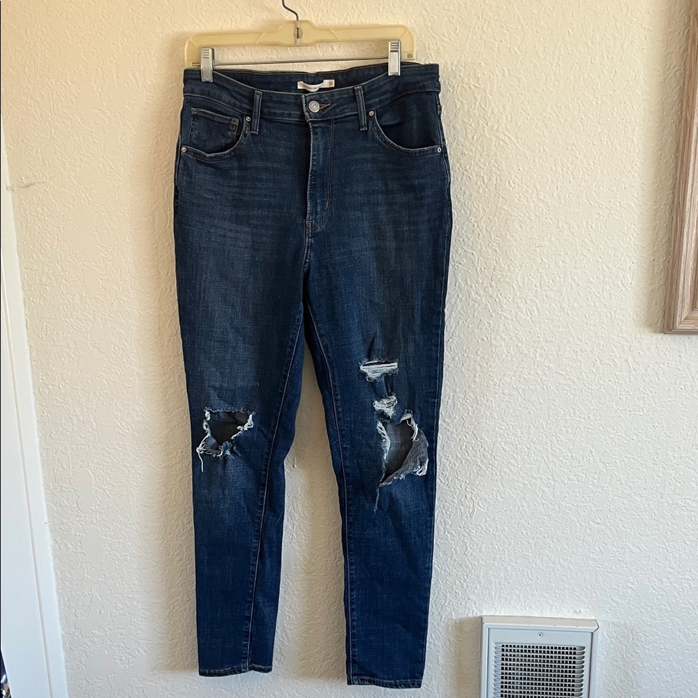 Levi's Dark Blue Distressed Skinny Jeans